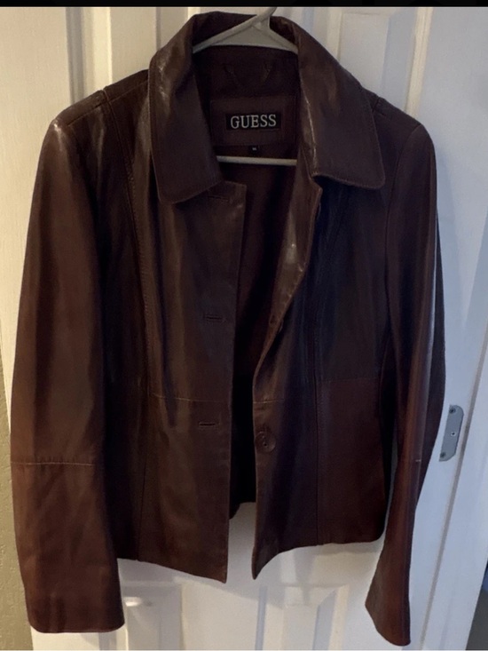Guess Jackets & Blazers - Vintage GUESS 100% Genuine Brown Leather Jacket